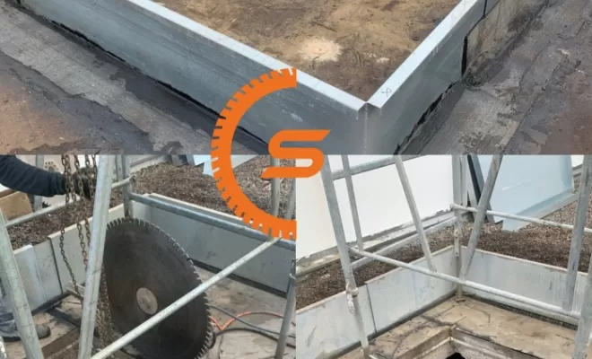 Sciage d'une toiture/terrasse pour l'installation d'un futur skydôme dans une cuisine. Amboise (Indre-et-Loire 37)