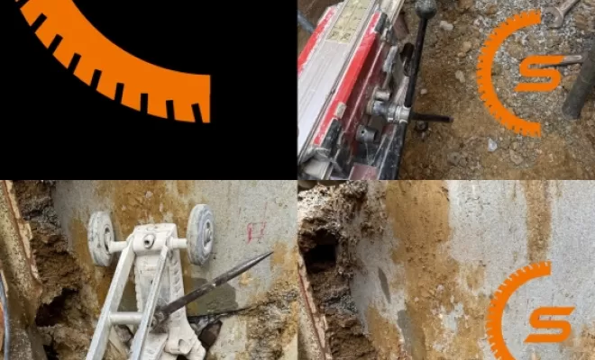 Carottage de 200 mm dans une buse de 1000 mm de diamètre avec lamage pour joint Forsheda.